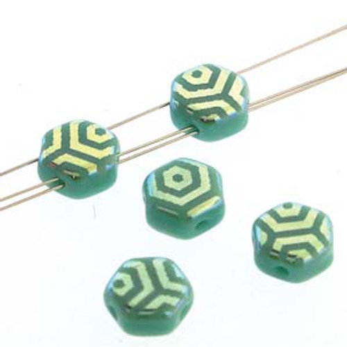 Turquoise Green Laser Web AB 6mm Honeycomb Beads (30 Beads)