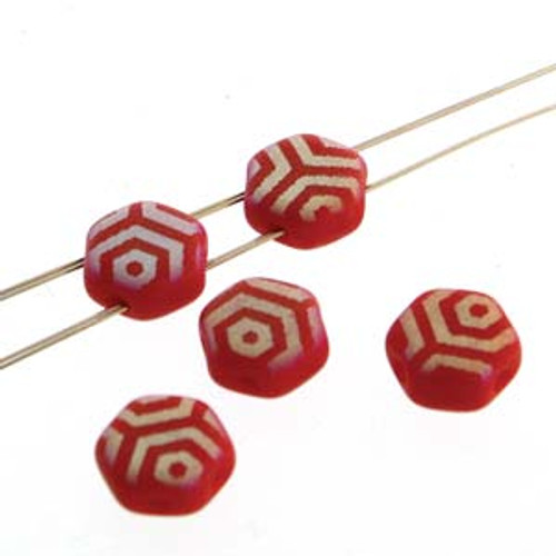 Red Laser Web Matte AB 6mm Honeycomb Beads (30 Beads)