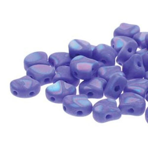 7.5x7.5mm Opaque Blue Matte Full AB Two Hole Ginko Beads (8 Grams) Approx 30-35 Beads