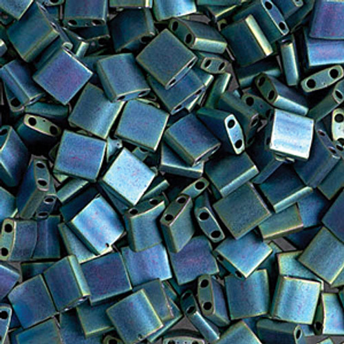 5mm Matte Metal Blue Green Tila Beads (TL2064) 7.2g