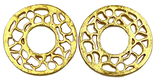 19mm Open Round Filigree Connector Brushed Gold (1 Piece)