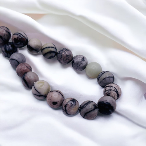 6mm Black Web Jasper Round (60pc Strand)