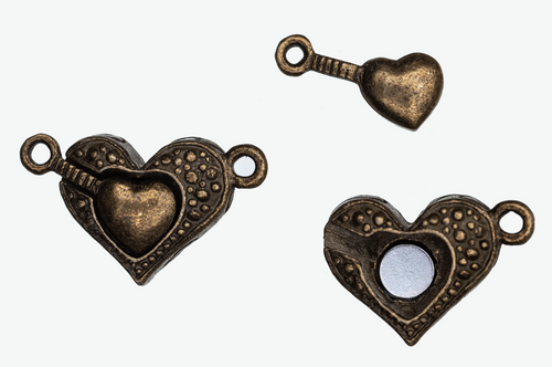 19x11mm Heart Magnetic Clasp (Antique Brass) 1 Clasp