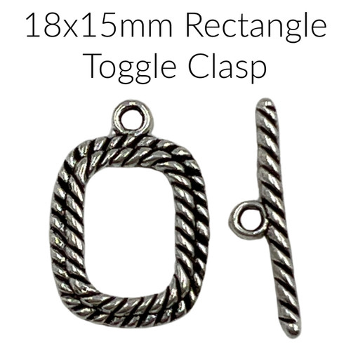 18x15mm Antique Silver Rectangle Twisted Toggle (1 Toggle Clasp)