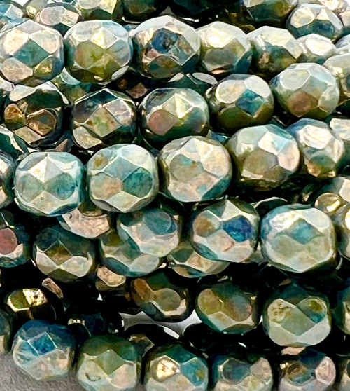 6mm Green Bronze Fire Polish Beads (25 Beads)