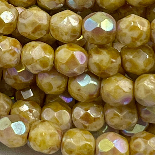 6mm Honey AB Fire Polish Beads (25 Beads)