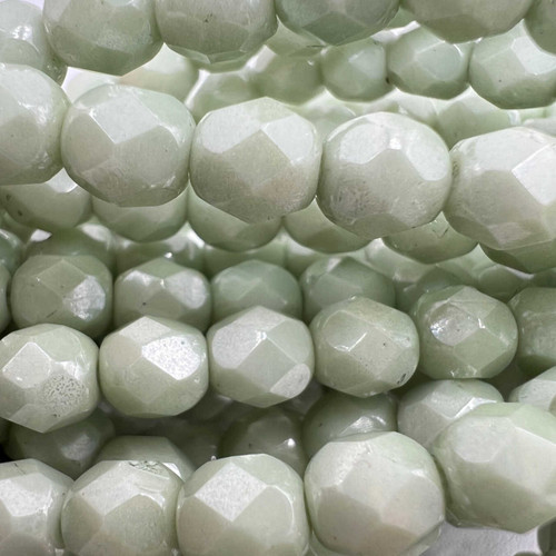 6mm Laurel Green Fire Polish Beads (25 Beads)