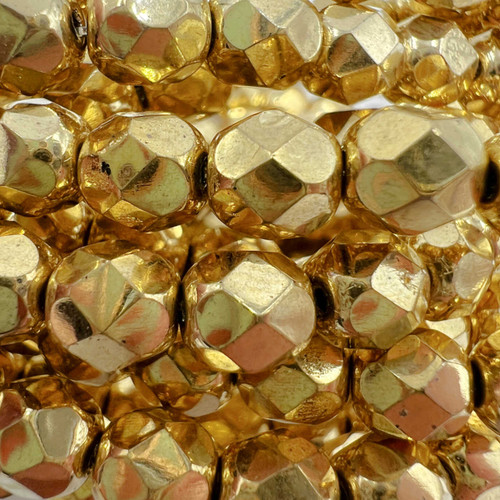 6mm Metallic Gold Fire Polish Beads (25 Beads)