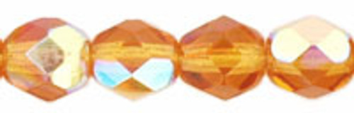 6mm Medium Topaz AB  Fire Polish Beads (25 Beads)