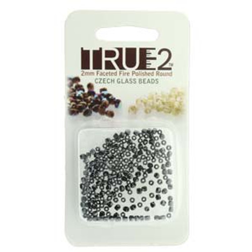 Jet Full Chrome True 2mm Fire Polish Beads (2g) FPR0223980-27200