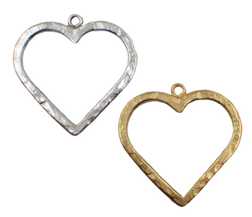 32x31mm Textured Open Heart with Ring