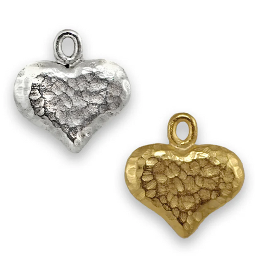 20x19mm Textured Heart with Ring
