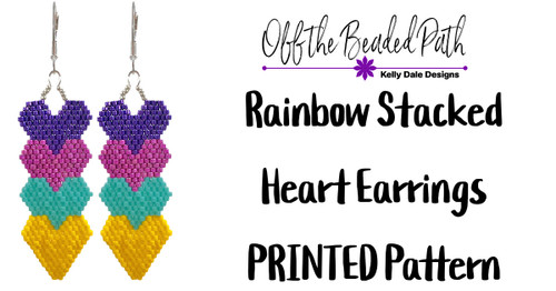 Rainbow Stacked Heart Earring PRINTED Pattern