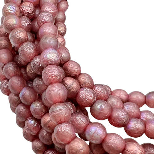 3mm Metallic Pink with Metallic Pink Wash Druk Beads