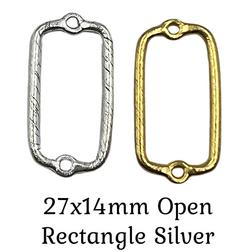 27x14mm Open Rectangle Silver (1 Piece)