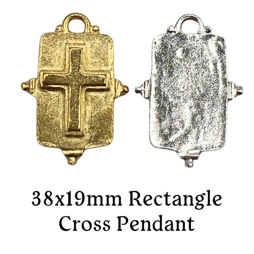 38x19mm Rectangle Cross Pendant (1 Piece)