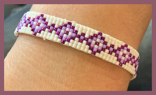 Purple Diamonds Loom Bracelet PRINTED Pattern - Mailed to your Home
