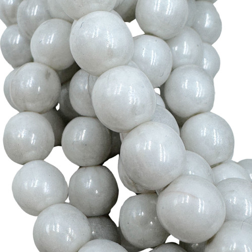 6mm Round Druk White with Luster Finish (30 Beads)