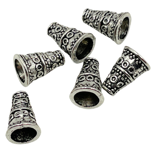 10x7mm Pewter Cone Cap with Circles (6pk)