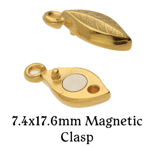 7.4x17.6mm Gold Magnetic Leaf Clasp (1 Piece)