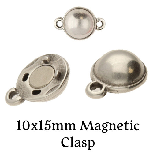 10x15mm Antique Silver Magnetic Sphere Clasp (1 Piece)