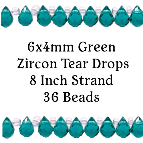 6x4mm Green Zircon Tear Drop Strand