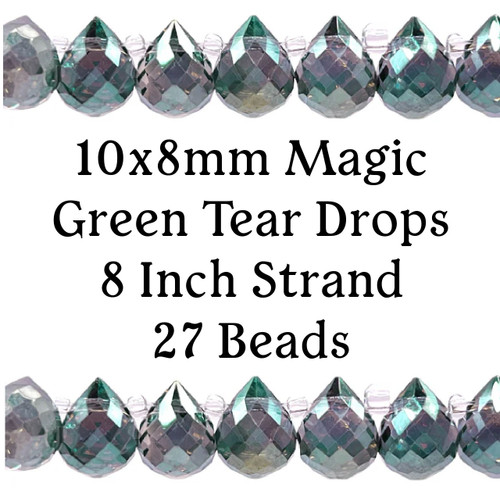 10x8mm Magic Green Tear Drop Strand