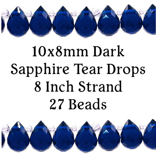 10x8mm Dark Sapphire Tear Drop Strand