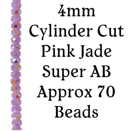 4mm Pink Jade Super AB Cylinder Cut Roundel Strand