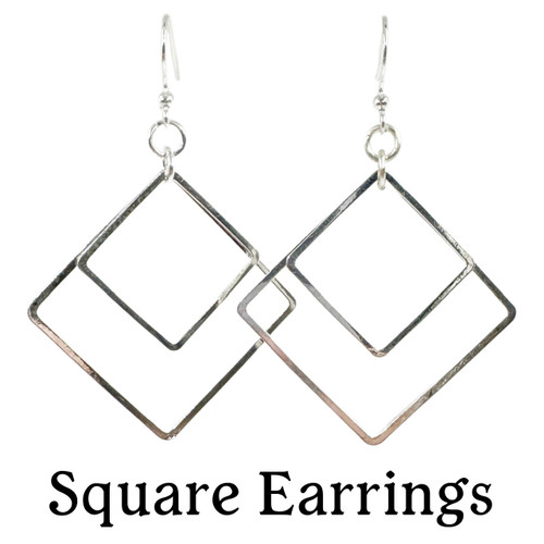 Silver Square Earrings