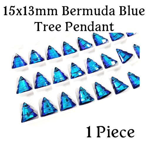 15x13mm Bermuda Blue Tree Pendant (1 Piece)