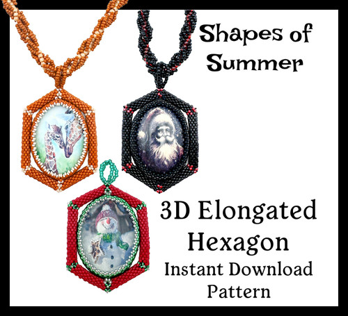 3D Elongated Hexagon Pendant Instant Download Pattern