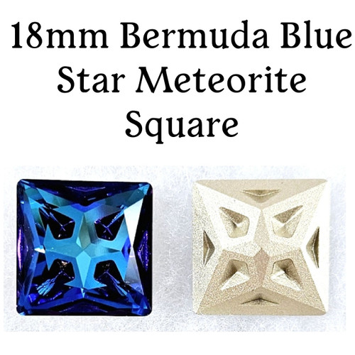 18mm Bermuda Blue Star Meteorite Square Crystal (1 Piece)