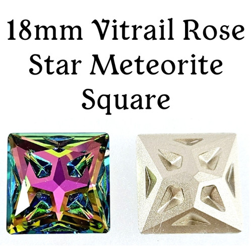 18mm Vitrail Rose Star Meteorite Square Crystal (1 Piece)