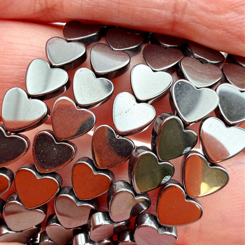 6mm Hematite Heart Strand - 6 Inch Strand