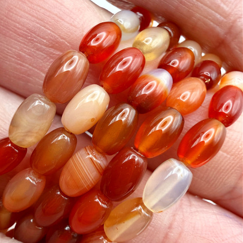 6x4mm Carnelian Rice Strand - 6 Inch Strand