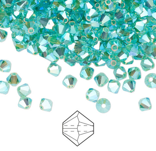 4mm Caribbean Sea 2xAB Preciosa Bicone (144pk)