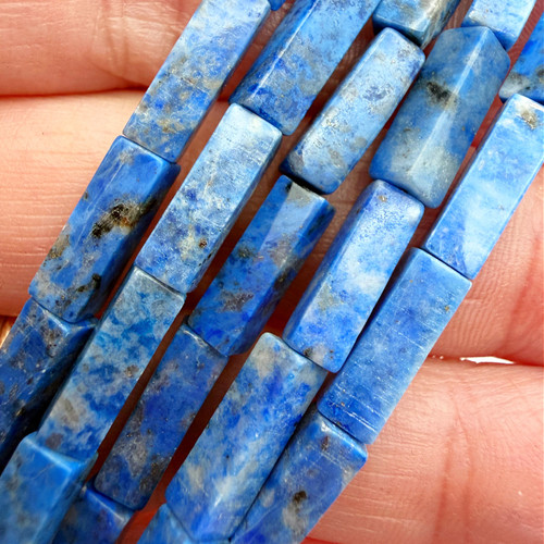 13x4mm Denim Lapis Square Cylinder Strand (15 Bead Strand)
