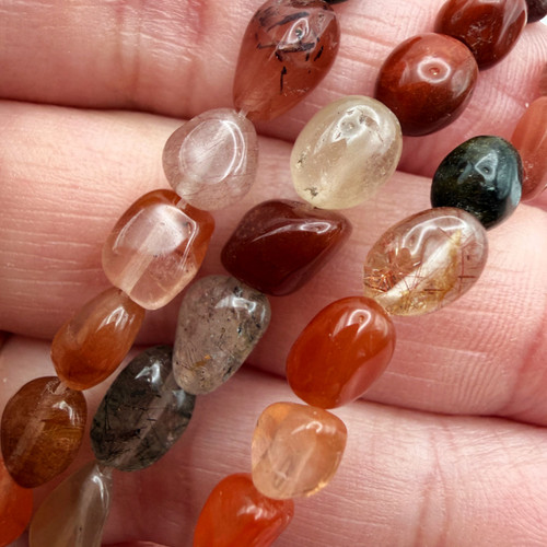 8x6mm Multicolor Rutilated Quartz Nugget (25 Bead Strand)