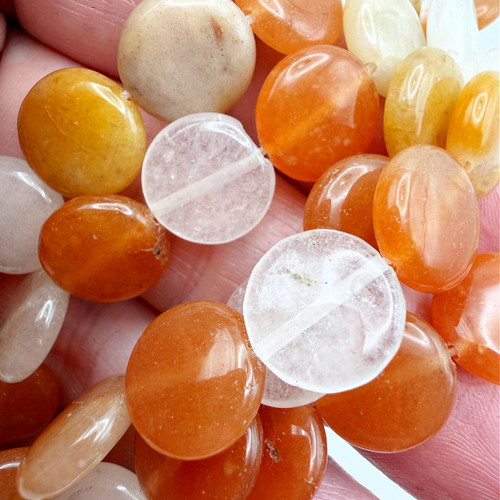 12mm Yellow Jade Puff Coin (16 Bead Strand)