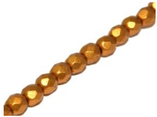 4mm Brass Gold Fire Polish Beads (50pcs)