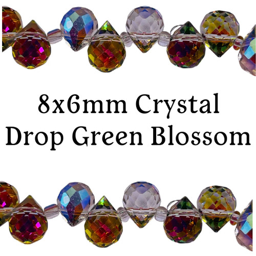 8x6mm Green Blossom Tear Drop Strand