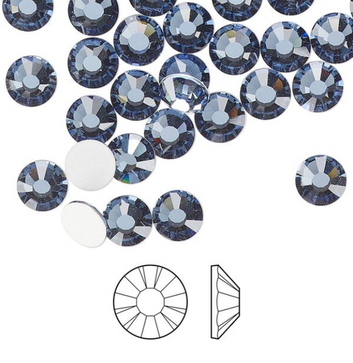 SS30 Denim Blue Preciosa Flat Back - 6pk