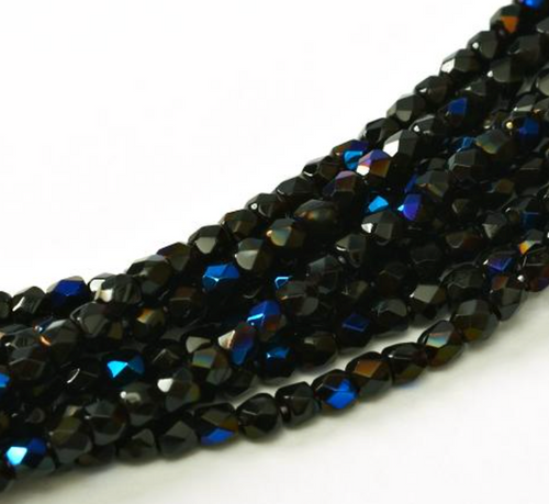 2mm Jet Azuro Fire Polish Beads (50pk)
