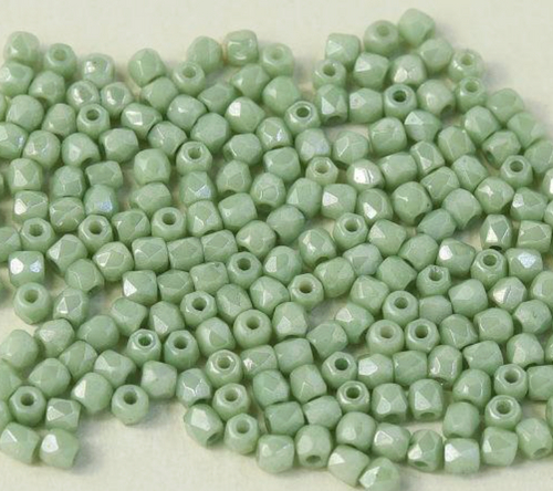 2mm Chalk White Teal Luster Fire Polish Beads (50pk)