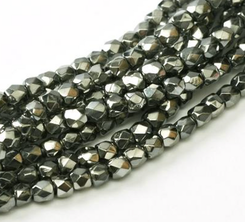 2mm Crystal Full Chrome Fire Polish Beads (50pk)
