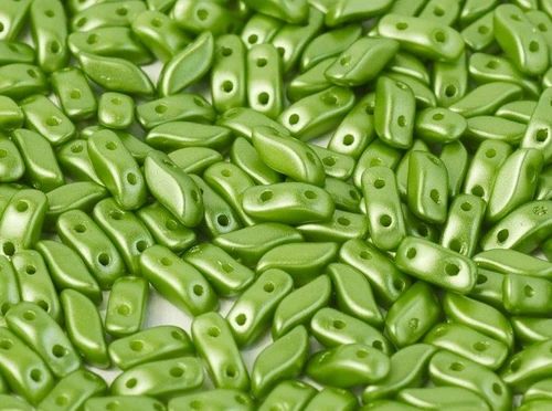 3x7mm Pastel Olivine Storm Duo Beads (50 Beads)