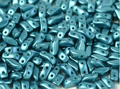 3x7mm Pastel Emerald Storm Duo Beads (50 Beads)