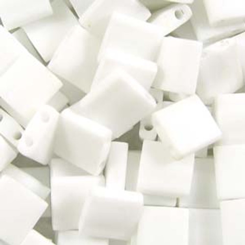 Matte Opaque White 5mm Tila Beads (TL402FR)