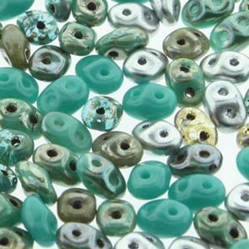 2.5x5mm African Turquoise Super Duo Beads (8 Grams) DU05MIX105